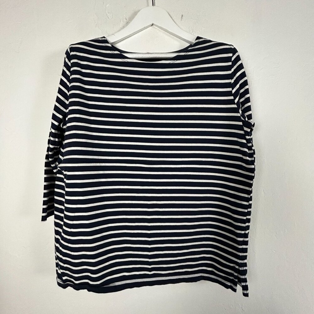 Nursing Queen Womens Navy Striped Nursing Top XL 3/4 Sleeve with Hidden Zipper